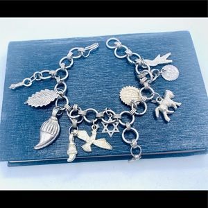 Chunky charm anklet bracelet silver vintage boho